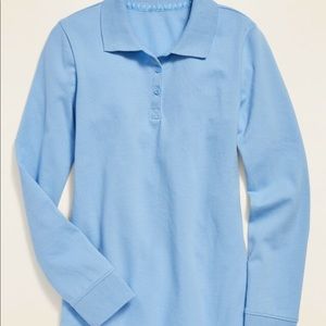 Old Navy Girls L/S Uniform Pique Polo Blue Small